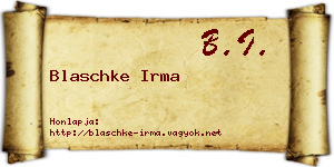 Blaschke Irma névjegykártya